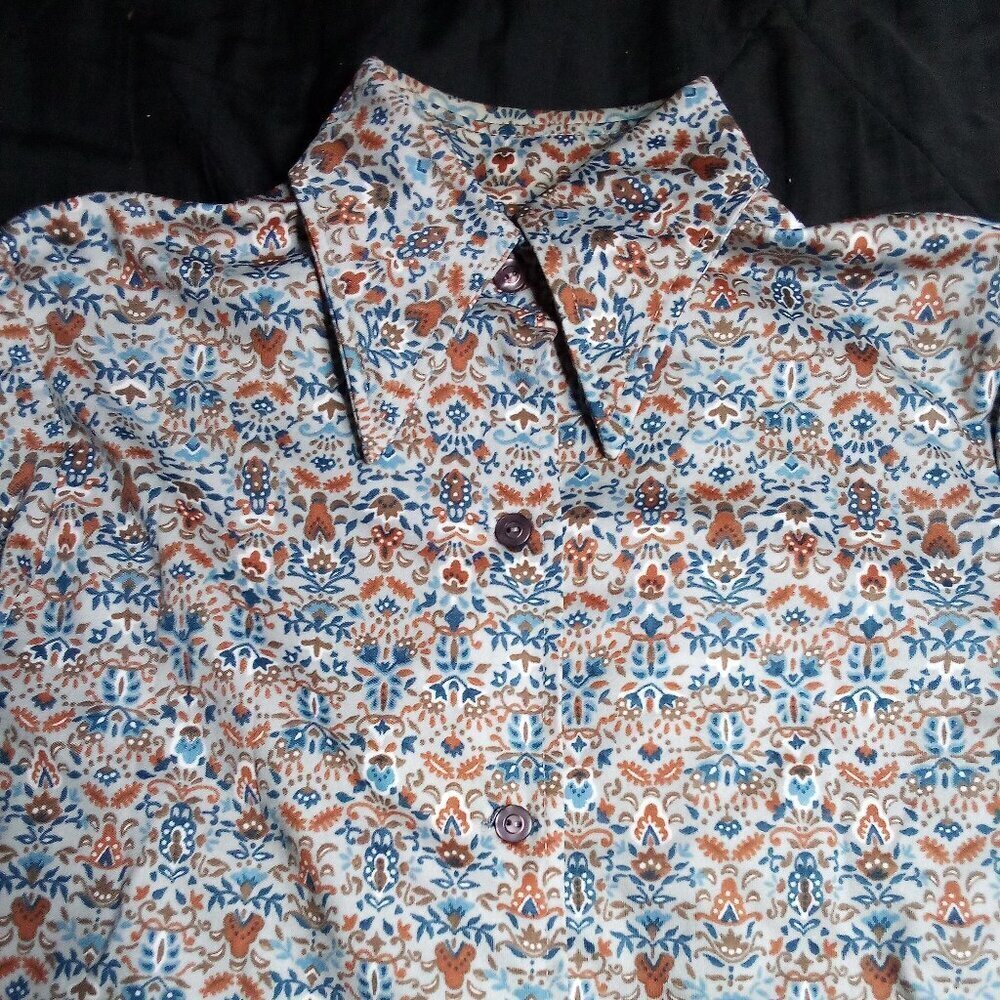 Vintage Floral Tapestry Psychedelic Polyester Disco Shirt